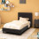 Κρεβάτι Nevil pakoworld 100x200 PU χρώμα μαύρο ματ