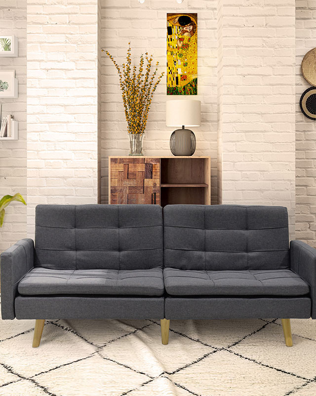Καναπές-κρεβάτι Flexible pakoworld σε ανθρακί ύφασμα 198x87x76εκ