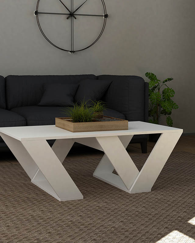 Τραπέζι σαλονιού PIPRA pakoworld σε χρώμα λευκό 110x60x40