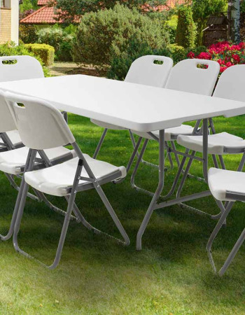 Τραπέζι catering Rodeo pakoworld πτυσσόμενο-βαλίτσα λευκό 152x70x74εκ