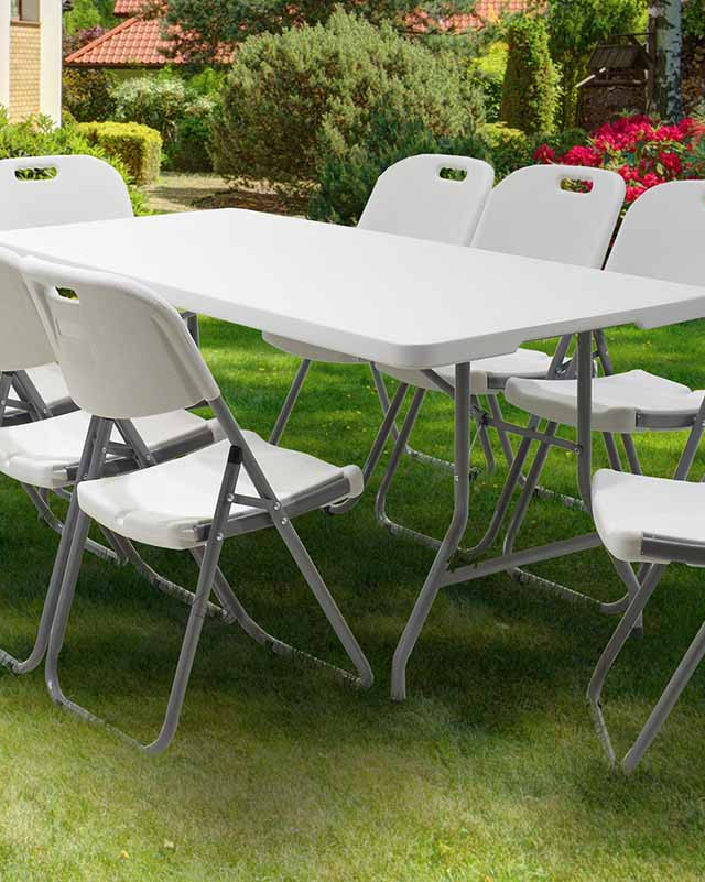 Τραπέζι catering Rodeo pakoworld πτυσσόμενο-βαλίτσα λευκό 152x70x74εκ